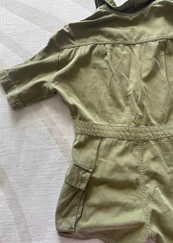 Düğmeli Kısa Kadın Kot Tulum - Görsel 4