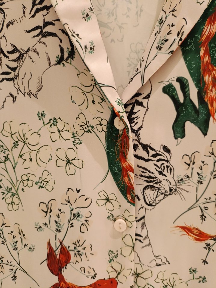 Bohem Çok Renkli Yılan Desenli V Yaka Gömlek - Görsel 4