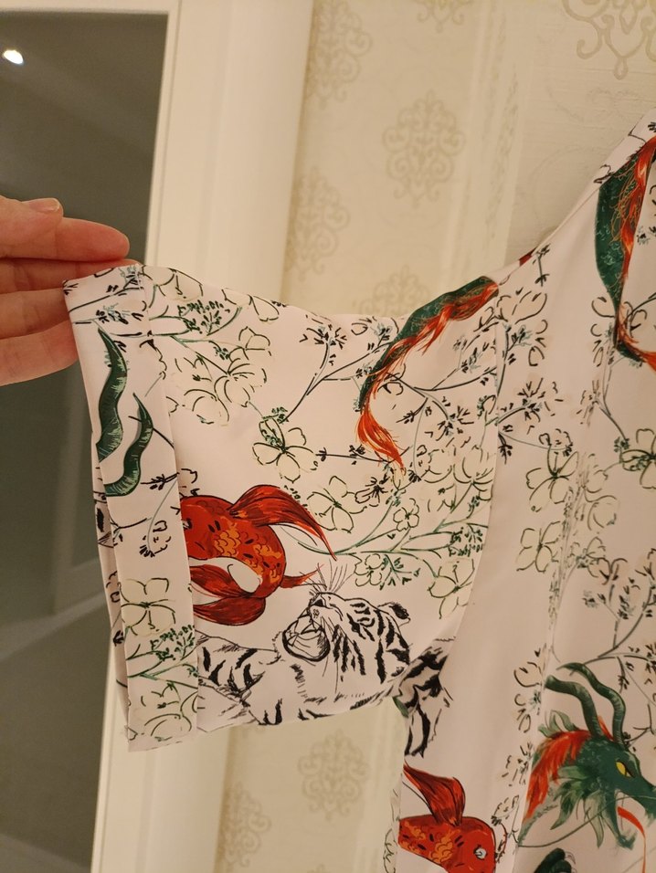 Bohem Çok Renkli Yılan Desenli V Yaka Gömlek - Görsel 5