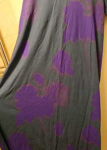 Mor Tonlarda Batik Desenli Midi Elbise - Görsel 2