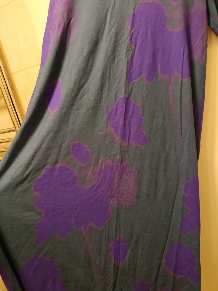 Mor Tonlarda Batik Desenli Midi Elbise - Görsel 2