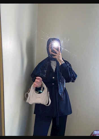 Lacivert Midi Denim Kadın Ceket takımı