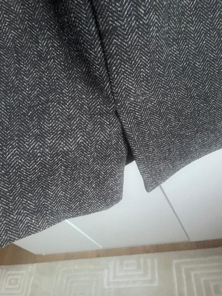 Mango XS Kaşe Kemerli Siyah Ofis Elbisesi - Görsel 5