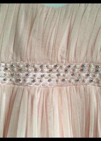 Somon rengi Askılı Kız Elbisesi - Görsel 3