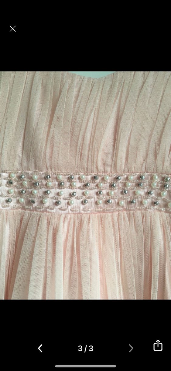 Somon rengi Askılı Kız Elbisesi - Görsel 3