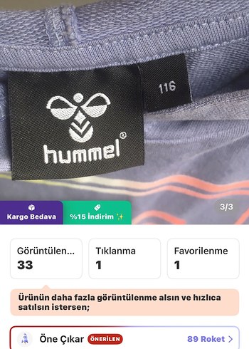 Hummel 6 yaş Kapüşonlu Sweatshirt - Görsel 3