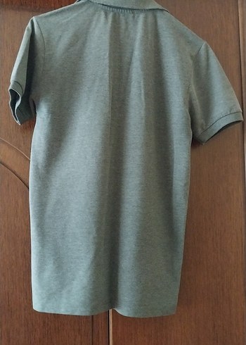 Gri Kısa Kollu Keten Polo Tişört - Görsel 3