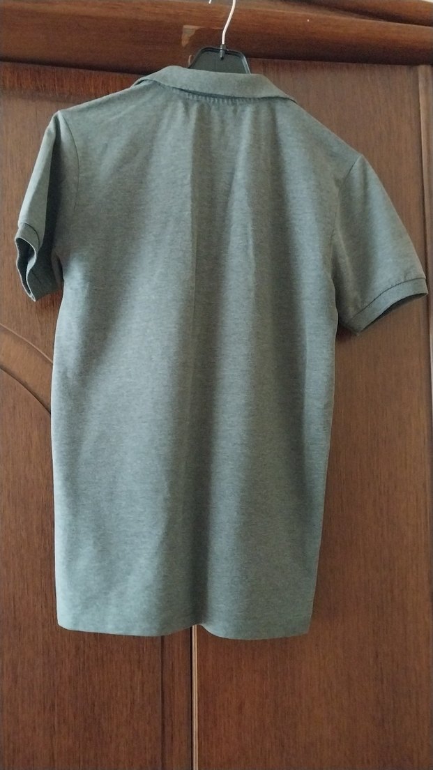 Gri Kısa Kollu Keten Polo Tişört - Görsel 3