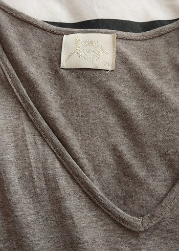 Gri V Yakalı Midi Hamile Elbisesi - Görsel 5