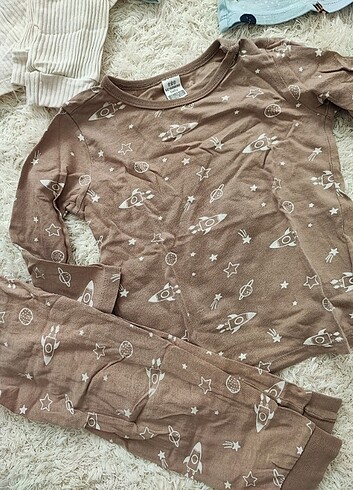 1 Yaş Beden camel Renk Bebek pijama takımı 