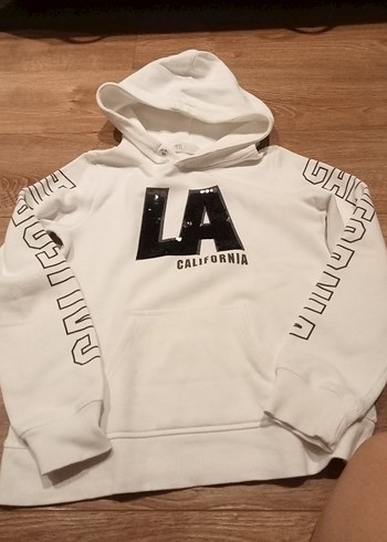 Düz renk Kapüşonlu kiz çocuk Sweatshirt LA Baskılı