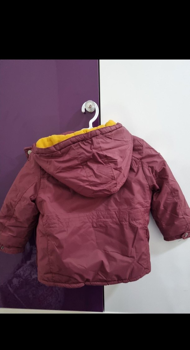 Bordo Kapüşonlu Erkek Çocuk Mont - Görsel 3