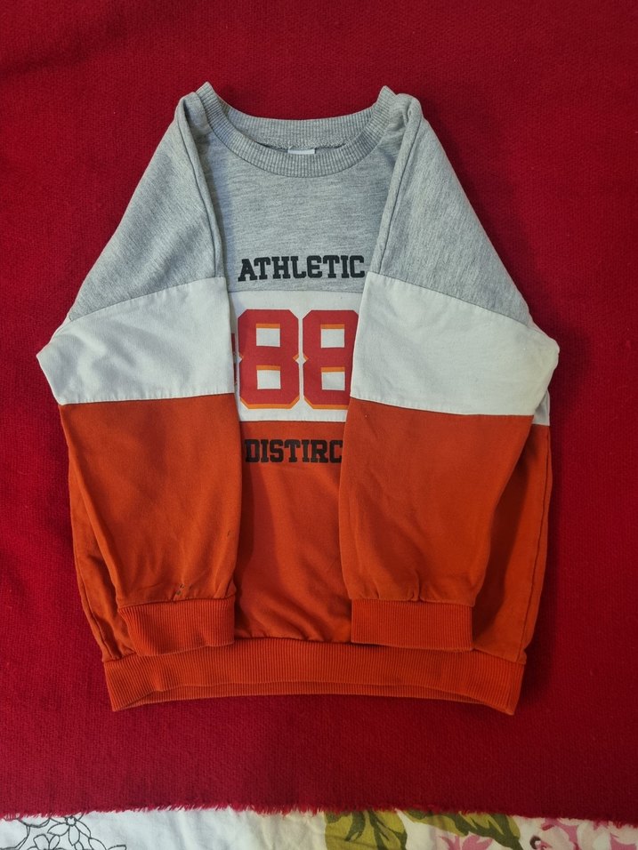 Erkek Çocuk Gri Turuncu Oversize Sweatshirt - Görsel 2