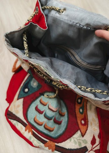 Nakışlı Baykuş Desenli Bohem Sırt Çantası - Görsel 3