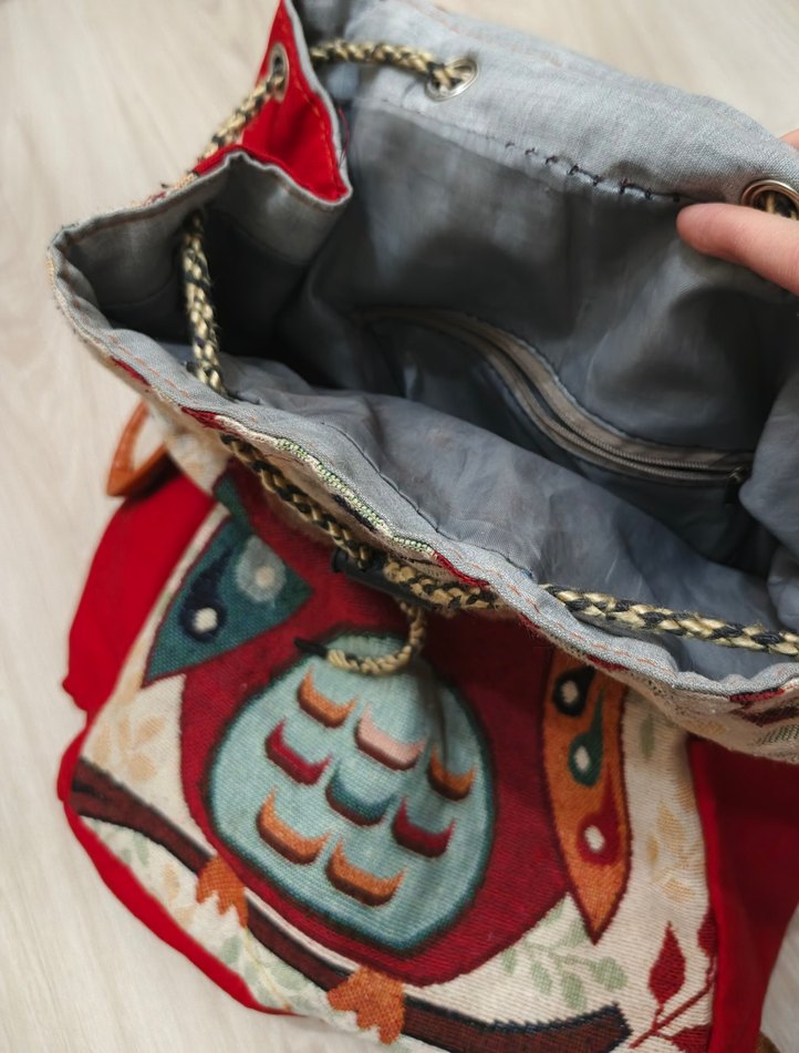 Nakışlı Baykuş Desenli Bohem Sırt Çantası - Görsel 3