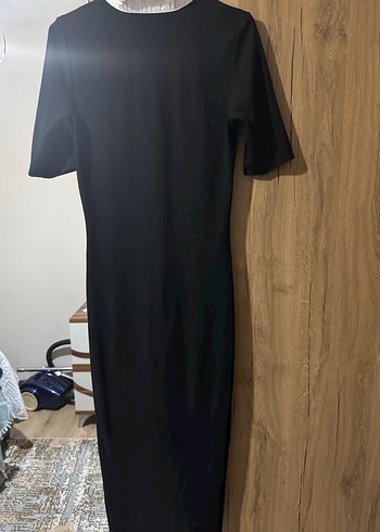 LC Waikiki Siyah Gömlek Yaka Kadın Elbise - Görsel 5