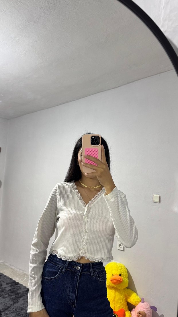 dantel detaylı gömlek - Görsel 2