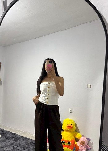 beyaz kot bluz - Görsel 3