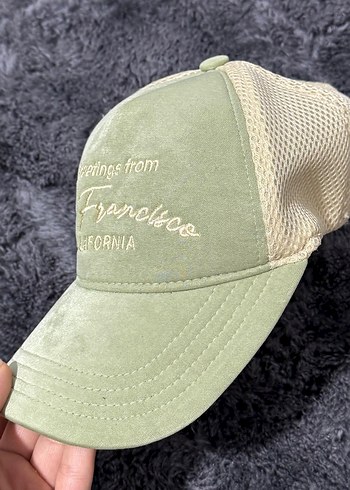 Kadın Haki Peluş Şapka Nakışlı - Görsel 2