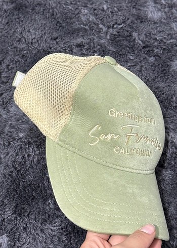 Kadın Haki Peluş Şapka Nakışlı - Görsel 3