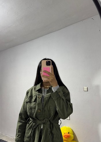 Kadın Kamuflaj Desenli Salaş Midi Kaban - Görsel 3