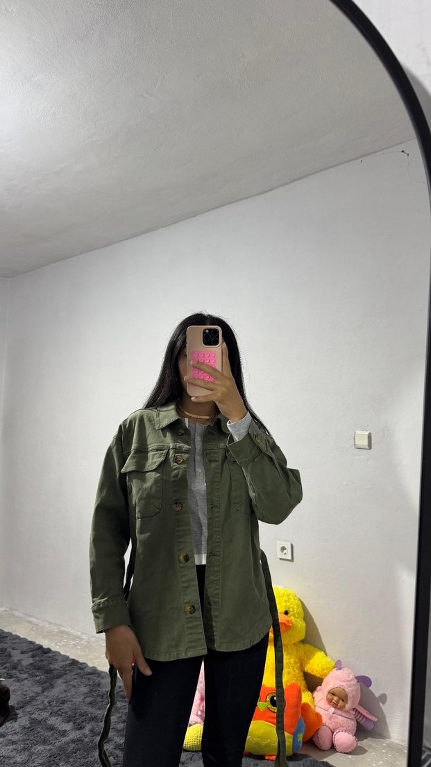 Kadın Kamuflaj Desenli Salaş Midi Kaban - Görsel 2