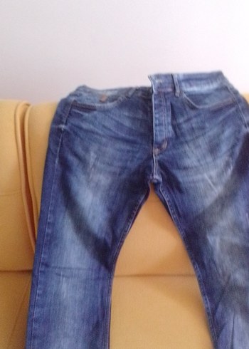 Zara Düğmeli Gri Mavi erkek Denim Pantolon