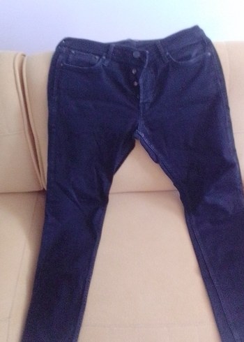 Düğmeli siyah erkek Kot Pantolon