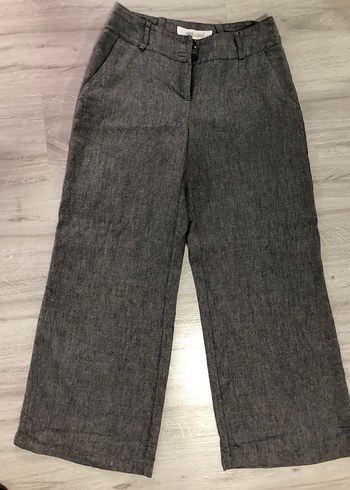 Düğmeli Gri Kumaş Pantolon