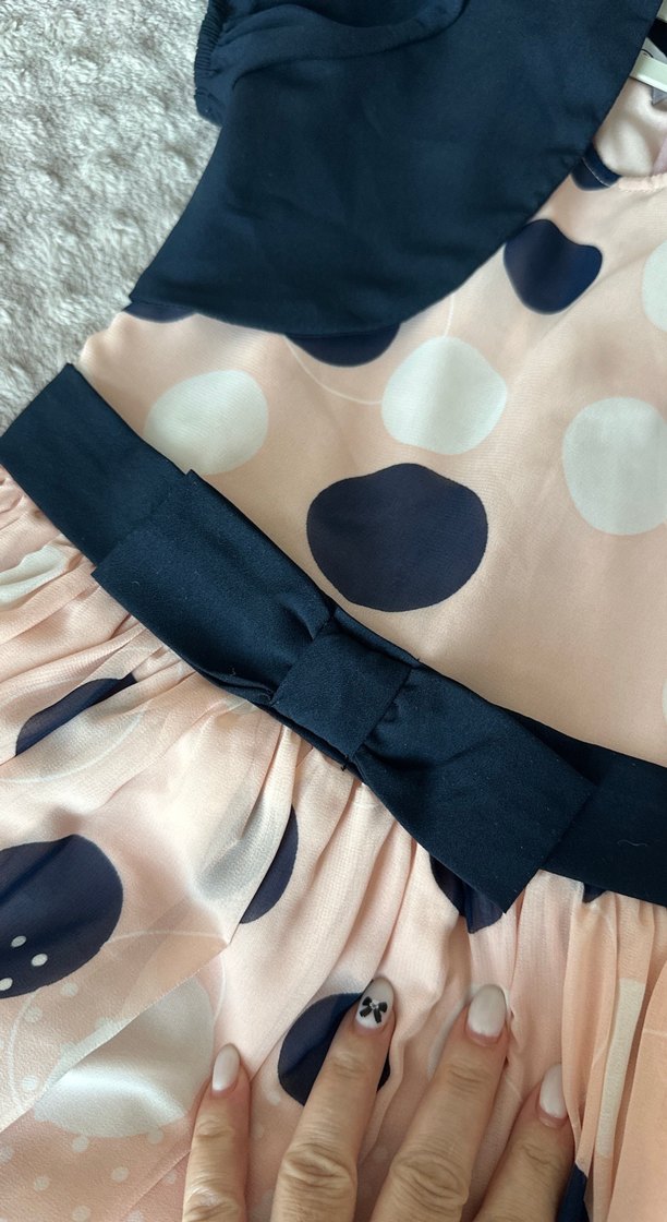 Puantiyeli Pembe Kız Çocuk Elbise - Görsel 2