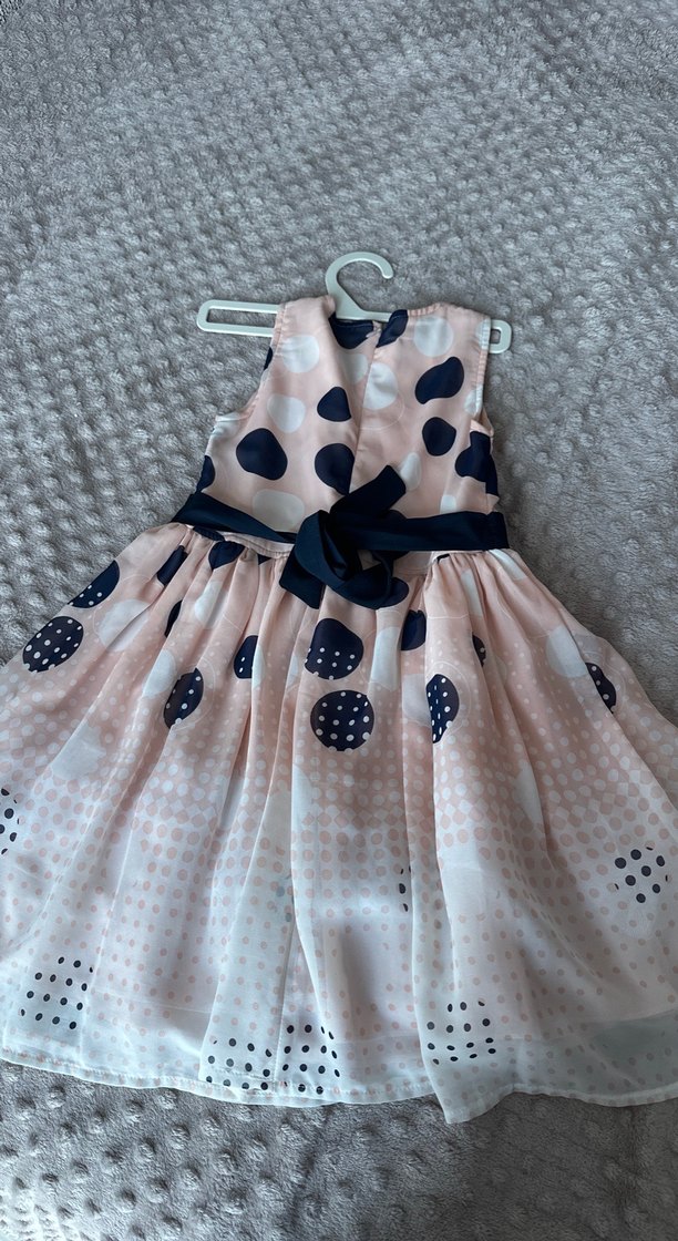 Puantiyeli Pembe Kız Çocuk Elbise - Görsel 5