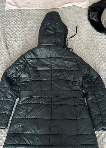 Kemerli Siyah Kadın Kışlık Ceket - Görsel 4