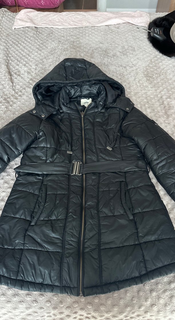 Kemerli Siyah Kadın Kışlık Ceket - Görsel 2