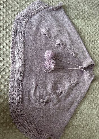 Mor Nakışlı Örgü Kız Panço - Görsel 2