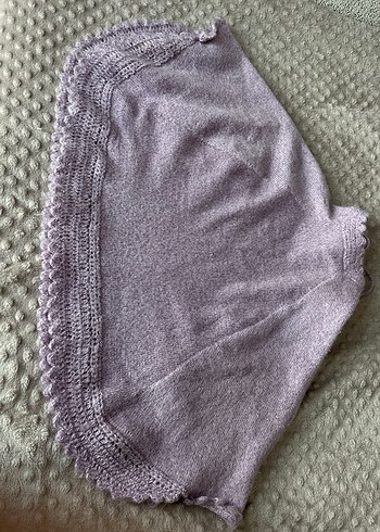 Mor Nakışlı Örgü Kız Panço - Görsel 4