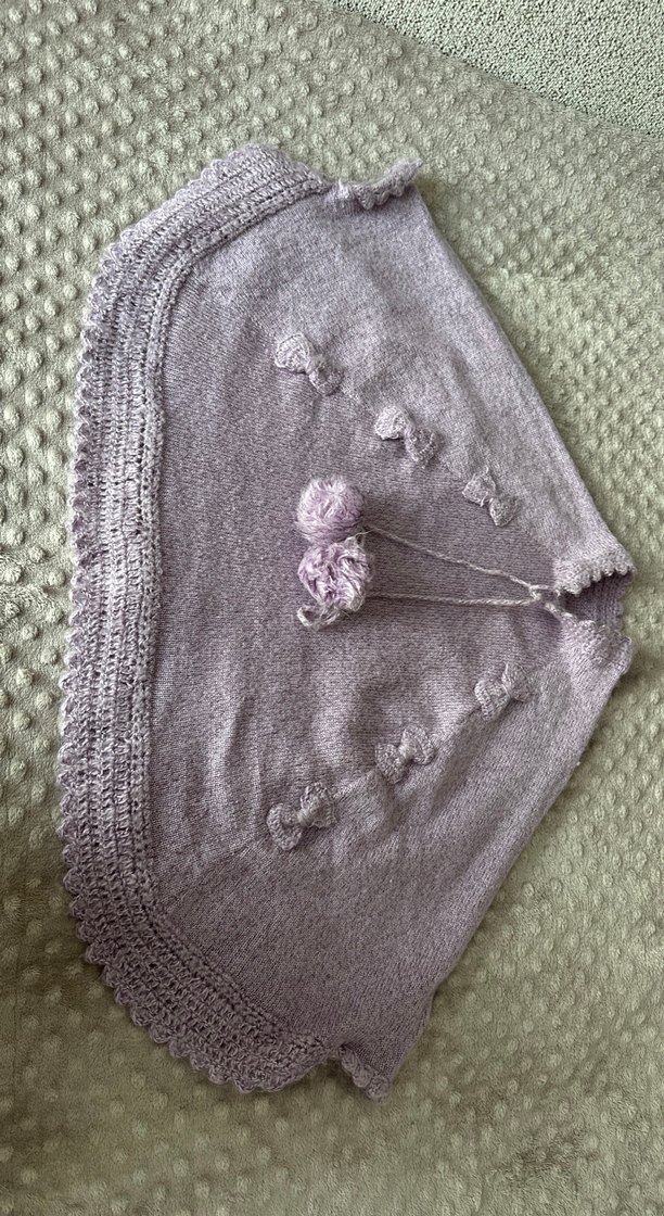 Mor Nakışlı Örgü Kız Panço - Görsel 2