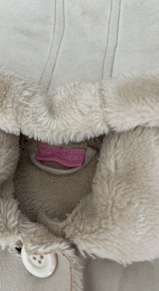 Kız Çocuk Gri Kürklü Kapüşonlu Mont - Görsel 2