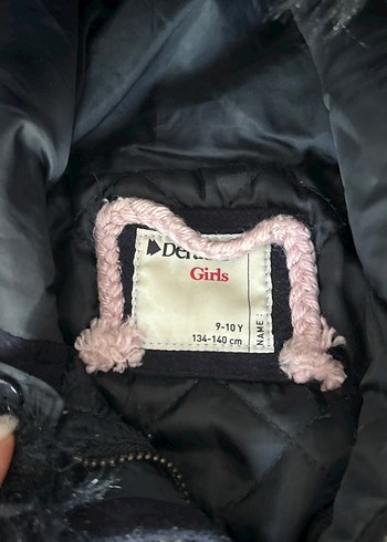 Kürk Detaylı kız çocuk Koyu mavi kaşe Kaban - Görsel 3