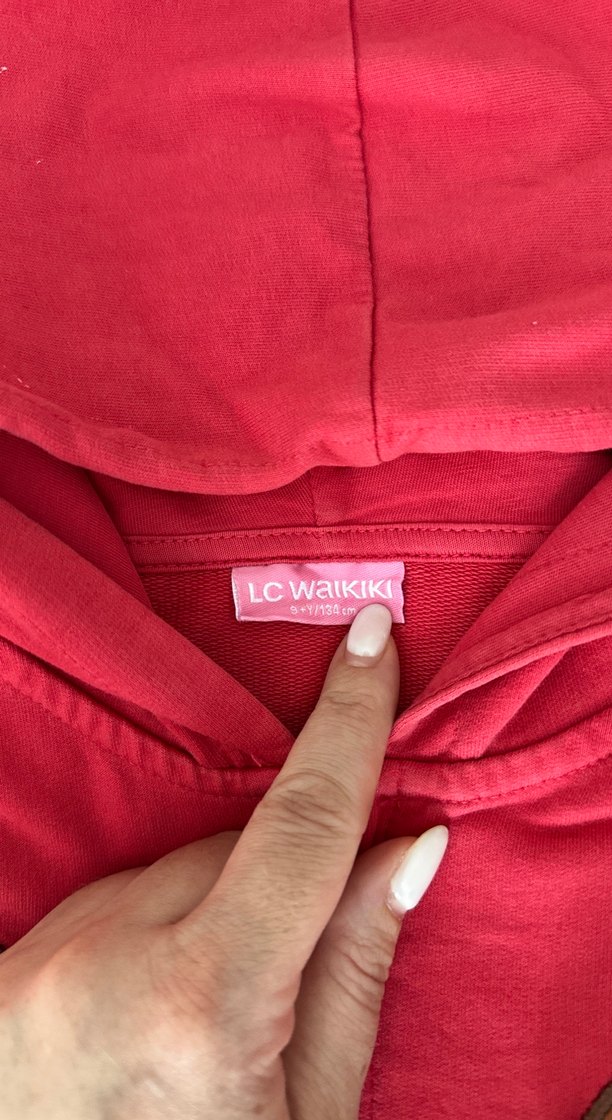 Kız Çocuk Kapüşonlu Nakışlı Kırmızı Ceket - Görsel 3