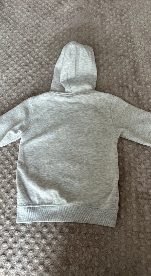 Kız Çocuk Gri Kapüşonlu Fermuarlı Sweatshirt - Görsel 4