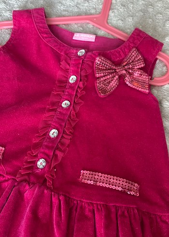 Kız Çocuk Fuşya Fırfırlı Elbise - Görsel 2