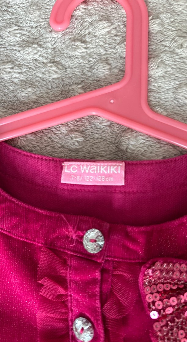 Kız Çocuk Fuşya Fırfırlı Elbise - Görsel 4