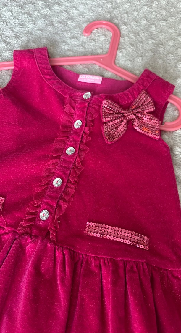 Kız Çocuk Fuşya Fırfırlı Elbise - Görsel 2