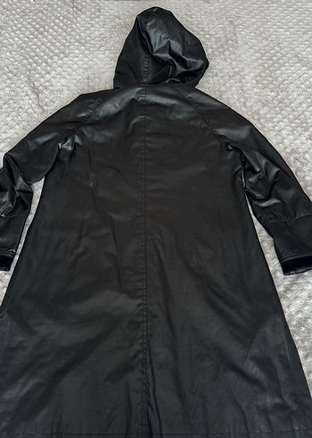 Siyah Kapüşonlu midi trençkot - Görsel 6