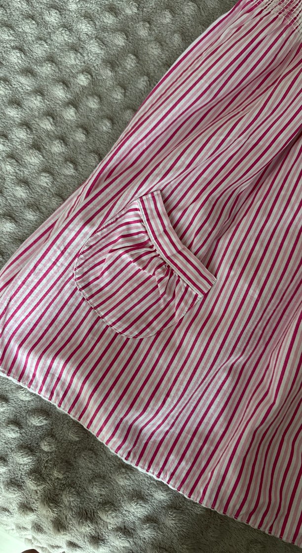 Kız Çocuk Pembe Çizgili Askısız Elbise - Görsel 3