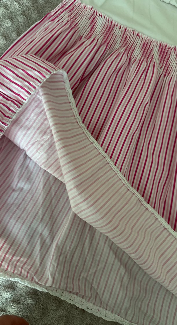 Kız Çocuk Pembe Çizgili Askısız Elbise - Görsel 4