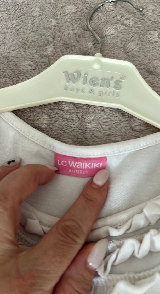 Kız Çocuk Pembe Çizgili Askısız Elbise - Görsel 5