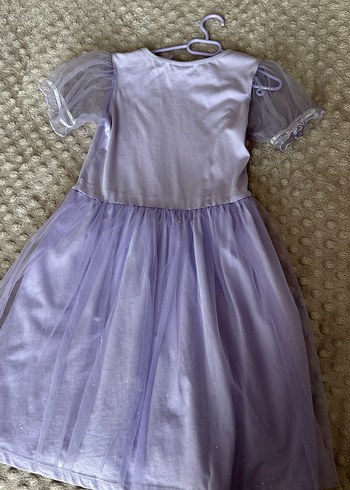 Mor Nakışlı Tül Detaylı Kız Çocuk Elbise - Görsel 4