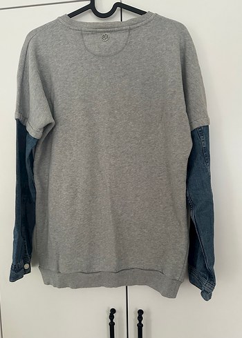 Armani Exchange Gri Denim Kollu Kadın Sweatshirt