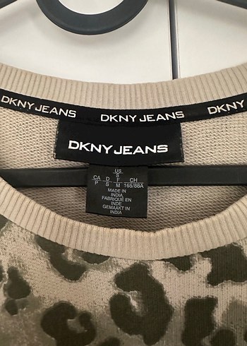 DKNY Haki-Bej Leopar Desenli Uzun Kollu Sweatshirt
